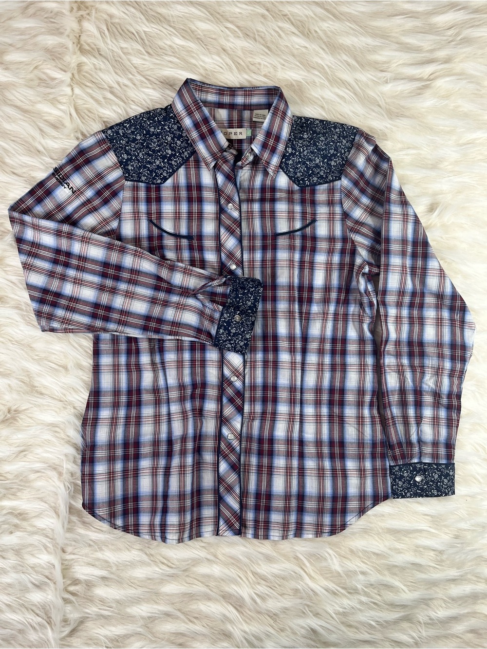 Roper Pearl Snap Shirt Women's L Plaid